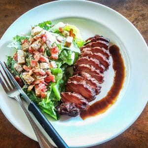 Old City Smokehouse 200gms_smoked_duck_breast_with_gravy_and_caesar_salad