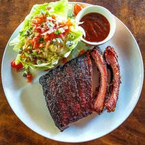 Old City Smokehouse 400gm_spare_ribsBBQ_sauce_with_wedge_and_blue_cheese