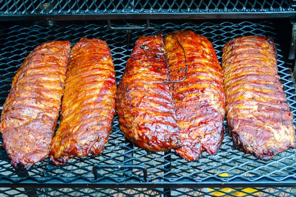 Old City Smokehouse BBQ Smoked Spare Ribs in Smoker